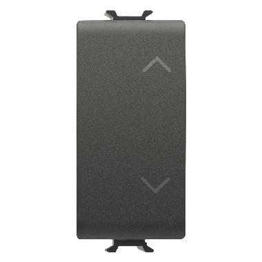 PULSANTE UNIPOLARE 250V ac - NA+NA 10A - CON INTERBLOCCO - SIMBOLO SU- GIU' - 1 MODULO - NERO SATINATO - CHORUSMART product photo Photo 01 3XL