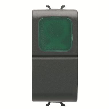 PULSANTE UNIPOLARE 250V ac - NA 16A - DIFFUSORE VERDE - 1 MODULO - NERO SATINATO - CHORUSMART product photo Photo 01 3XL