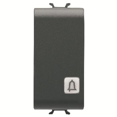 PULSANTE UNIPOLARE 250V ac - NA 16A ILLUMINABILE - CON LENTE NEUTRA SOSTITUIBILE - SIMBOLO CAMPANELLO - 1 MODULO - NERO SATINATO - CHORUSMART product photo Photo 01 3XL