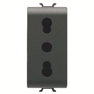 PRESA STANDARD ITALIANO 250V ac - 2P+T 16A BIVALENTE - P11-P17 - 1 MODULO - NERO SATINATO - CHORUSMART product photo Photo 01 3XL