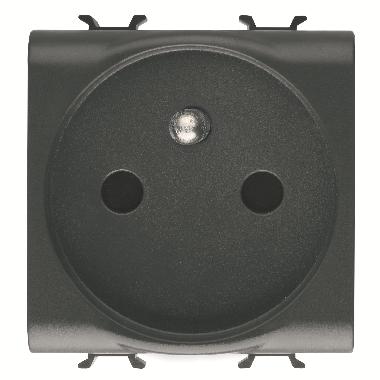 PRESA STANDARD FRANCESE 250V ac - 2P+T 16A - 2 MODULI - NERO SATINATO - CHORUSMART product photo Photo 01 3XL