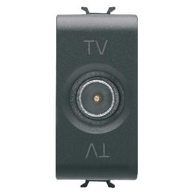 PRESA COASSIALE TV SCHERMATURA CLASSE A - CONNETTORE IEC MASCHIO 9,5mm - DIRETTA CON PASSAGGIO DI CORRENTE - 1 MODULO - NERO SATINATO - CHORUSMART product photo Photo 01 3XL
