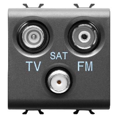 PRESA TV-FM-SAT - DIRETTA - 2 MODULI - NERO SATINATO - CHORUSMART product photo Photo 01 3XL