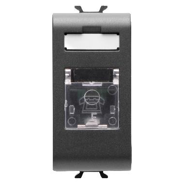 PRESA TELEFONICA STANDARD INTERNAZIONALE - RJ11 - MORSETTI A VITE - 1 MODULO - NERO SATINATO - CHORUSMART product photo Photo 01 3XL