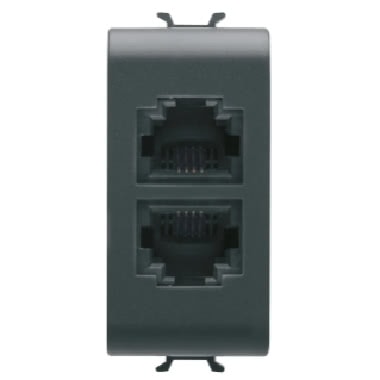 PRESA TELEFONICA STANDARD INTERNAZIONALE - RJ11 DOPPIO - IMPACT TOOL - 1 MODULO - NERO - CHORUS product photo Photo 01 3XL
