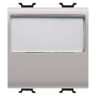 PULSANTE CON TARGA PORTANOME ILLUMINABILE 250V ac - NA 10A - 2 MODULI - NATURAL BEIGE SATINATO - CHORUSMART product photo Photo 01 3XL