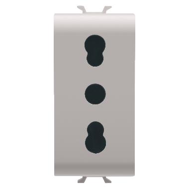 PRESA STANDARD ITALIANO 250V ac - 2P+T 16A BIVALENTE - P11-P17 - 1 MODULO - NATURAL BEIGE SATINATO - CHORUSMART product photo Photo 01 3XL