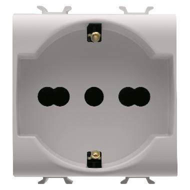 PRESA STANDARD ITALIANO/TEDESCO 250V ac - 2P+T 16A BIVALENTE - 2 MODULI - NATURAL BEIGE SATINATO - CHORUSMART product photo Photo 01 3XL