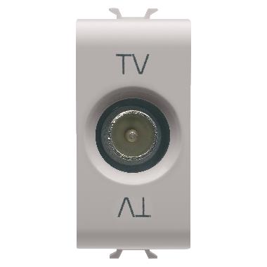 PRESA COASSIALE TV SCHERMATURA CLASSE A - CONNETTORE IEC MASCHIO 9,5mm - PASSANTE 5 dB - 1 MODULO - NATURAL BEIGE SATINATO - CHORUSMART product photo Photo 01 3XL