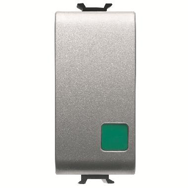 PULSANTE UNIPOLARE 250V ac - NA+NC 16A - MARCIA - LENTE VERDE - 1 MODULO - TITANIO - CHORUSMART product photo Photo 01 3XL
