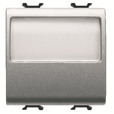 PULSANTE CON TARGA PORTANOME ILLUMINABILE 250V ac - NA 10A - 2 MODULI - TITANIO - CHORUSMART product photo Photo 01 3XL