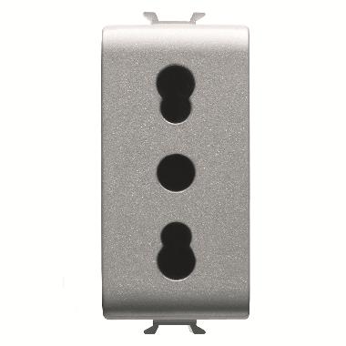 PRESA STANDARD ITALIANO 250V ac - 2P+T 16A BIVALENTE - P11-P17 - 1 MODULO - TITANIO - CHORUSMART product photo Photo 01 3XL