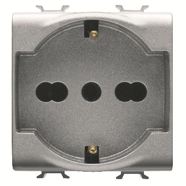 PRESA STANDARD ITALIANO/TEDESCO 250V ac - 2P+T 16A BIVALENTE - 2 MODULI - TITANIO - CHORUSMART product photo Photo 01 3XL
