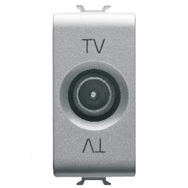 PRESA COASSIALE TV SCHERMATURA CLASSE A - CONNETTORE IEC MASCHIO 9,5mm - PASSANTE 5 dB - 1 MODULO - TITANIO - CHORUSMART product photo Photo 01 3XL