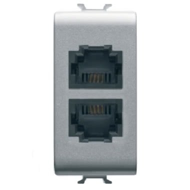 PRESA TELEFONICA STANDARD INTERNAZIONALE - RJ11 DOPPIO - IMPACT TOOL - 1 MODULO - TITANIO - CHORUS product photo Photo 01 3XL