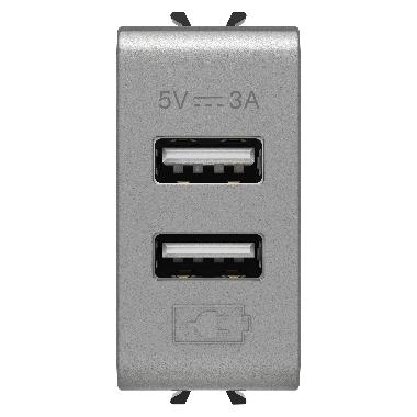 ALIMENTATORE USB - TIPO A+A - 3A - TITANIO - 1 MODULO - CHORUSMART product photo Photo 01 3XL