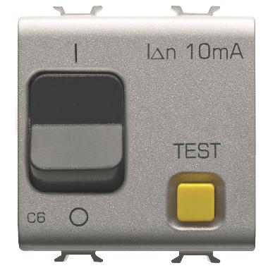 INTERRUTTORE AUTOMATICO MAGNETOTERMICO DIFFERENZIALE - CURVA C - CLASSE A - 1P+N 6A 230Vac 10mA - 2 MODULI - TITANIO - CHORUSMART product photo Photo 01 3XL