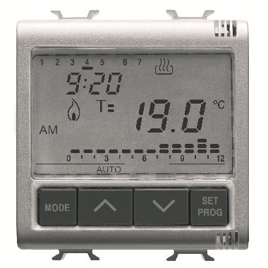 CRONOTERMOSTATO PROGRAMMAZIONE GIORNALIERA/SETTIMANALE - 230V ac 50/60Hz - 2 MODULI - TITANIO - CHORUSMART product photo Photo 01 3XL