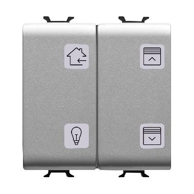 PULSANTIERA CON SIMBOLI INTERCAMBIABILI - KNX - 4 CANALI - 2 MODULI - TITANIO - CHORUSMART product photo Photo 01 3XL