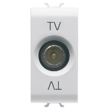 PRESA COASSIALE TV SCHERMATURA CLASSE A - CONNETTORE IEC MASCHIO 9,5mm - PASSANTE 5 dB - 1 MODULO - BIANCO SATINATO - CHORUSMART product photo Photo 01 3XL