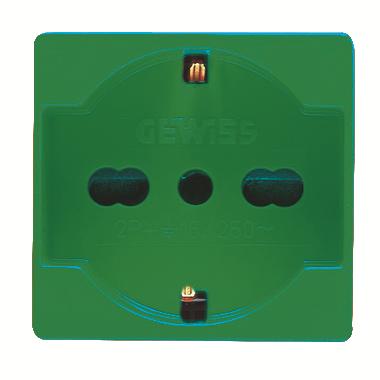 PRESA STANDARD ITALIANO/TEDESCO 250V ac - PER LINEE DEDICATE - 2P+T 16A BIVALENTE - P40 - 2 MODULI - VERDE - SYSTEM product photo Photo 01 3XL