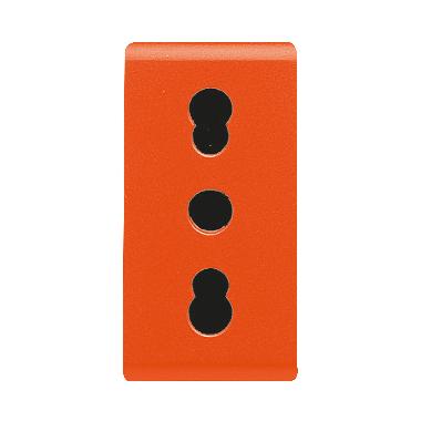 PRESA STANDARD ITALIANO 250V ac - PER LINEE DEDICATE - 2P+T 16A BIVALENTE - P17-11 - 1 MODULO - ARANCIO - SYSTEM product photo Photo 01 3XL