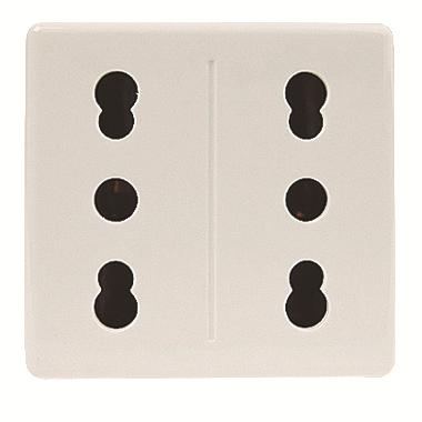 PRESA DOPPIA STANDARD ITALIANO 250V ac - 2X2P+T 16A BIVALENTE - P11-P17 - 2 MODULI - SYSTEM WHITE product photo Photo 01 3XL