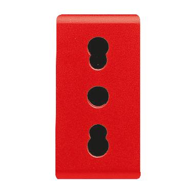 PRESA STANDARD ITALIANO 250V ac - PER LINEE DEDICATE - 2P+T 16A BIVALENTE - P17-11 - 1 MODULO - ROSSO - SYSTEM product photo Photo 01 3XL