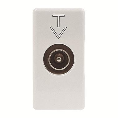 PRESA COASSIALE TV SCHERMATURA CLASSE A - CONNETTORE IEC MASCHIO 9,5mm - PASSANTE 5 dB - 1 MODULO - SYSTEM WHITE product photo Photo 01 3XL