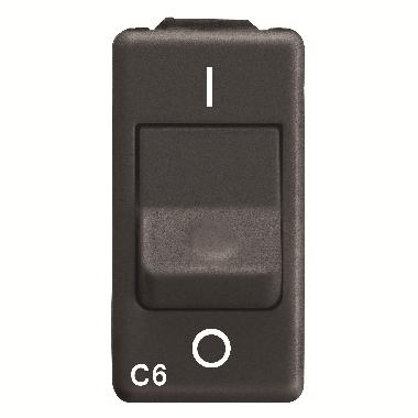 INTERRUTTORE AUTOMATICO MAGNETOTERMICO 230V ac - 1P+N 6A 3kA CURVA C - 1 MODULO- SYSTEM BLACK product photo Photo 01 3XL
