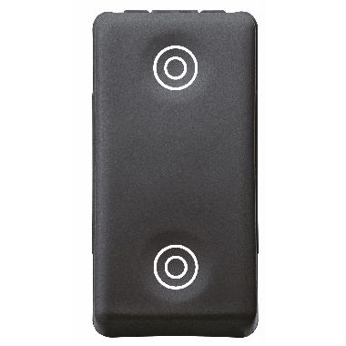 PULSANTE UNIPOLARE 250V ac - NA+NA 10A - CON INTERBLOCCO - SIMBOLO DOPPI CERCHI - 1 MODULO - SYSTEM BLACK product photo Photo 01 3XL