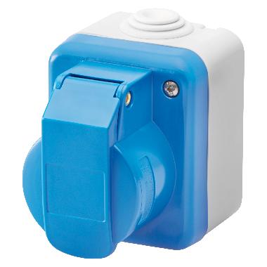 PRESA INDUSTRIALE DA PARETE A NORMA IEC 309 - 2P+T - 230V - IP44 - GRIGIO RAL 7035 product photo Photo 01 3XL