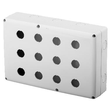 CONTENITORE VUOTO PER PULSANTI, COMANDI E SEGNALATORI - 12 POSTI - DIAMETRO 22mm - COPERCHIO GRIGIO RAL 7035 - IP66 product photo Photo 01 3XL