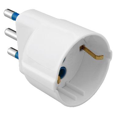 ADATTATORE SEMPLICE - 2P+T 16A S17 - 1 USCITA STANDARD ITALIANO/TEDESCO - 16A - 250V ac - BIANCO SATINATO product photo Photo 01 3XL