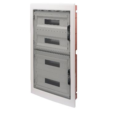 Quadro di distribuzione con pannelli finestrati e telaio estraibile - porta trasparente fumé - (18x4) 72 moduli ip40 product photo Photo 01 3XL