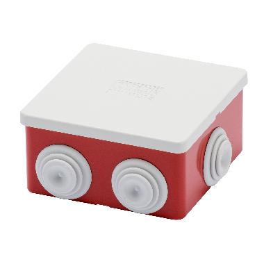 Cassetta di derivazione con coperchio basso a pressione - ip44 - dimensioni interne 80x80x40 - pareti con passacavi - gwt960ºc - grigio - fondo rosso product photo Photo 01 3XL