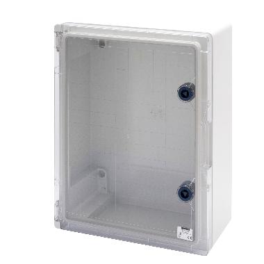 QUADRO STAGNO PORTA TRASPARENTE MUNITA DI SERRATURA - GWPLAST 120 - 396X474X160 - IP55 - GRIGIO RAL 7035 product photo Photo 01 3XL