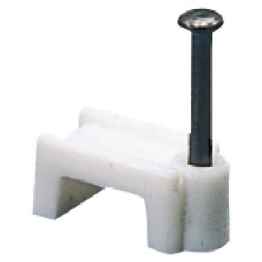 GRAFFETTA IN POLIMERO ANTIURTO CON CHIODO IN ACCIAIO TEMPERATO - PER CAVI LARGHEZZA 7-8MM - BIANCO (Conf. da 100 Pz.) product photo Photo 01 3XL