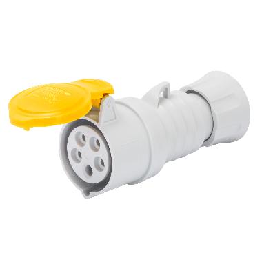 PRESA MOBILE DIRITTA HP - IP44/IP54 - 2P+T 16A 100-130V 50/60HZ - GIALLO - 4H - CABLAGGIO A VITE product photo Photo 01 3XL