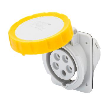 Presa fissa da incasso a 10° hp - ip66/ip67 - 3p+t 32a 100-130v 50/60hz - giallo - 4h - cablaggio a vite product photo Photo 01 3XL