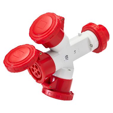 MOLTIPLICATORE MOBILE 3 USCITE IP67-SPINA 16A-3 PRESE 3P+N+T 400V 50/60HZ-ROSSO-6H product photo Photo 01 3XL