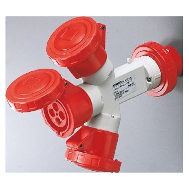 MOLTIPLICATORE MOBILE 3 USCITE IP67-SPINA 32A-3 PRESE 3P+T 400V 50/60HZ-ROSSO-6H product photo Photo 01 3XL