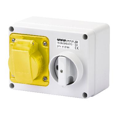 PRESA FISSA INTERBLOCCATA ORIZZONTALE - CON FONDO - SENZA BASE PORTAFUSIBILI - 3P+N+T 16A 100-130V - 50/60HZ 4H - IP44 product photo Photo 01 3XL