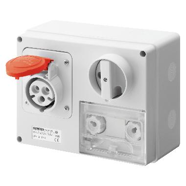 PRESA FISSA INTERBLOCCATA ORIZZONTALE - CON FONDO - CON BASE PORTAFUSIBILI - 2P+T 16A 380-415V - 50/60HZ 9H CBF - IP44 product photo Photo 01 3XL