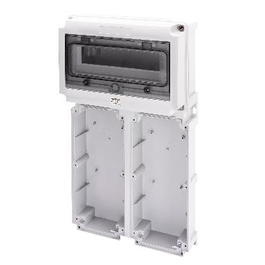 BASE MODULARE CON PANNELLO FINESTRATO GUIDA DIN 1 - 2 PRESE 16/32A / SELV-12 MOD.EN50022 product photo Photo 01 3XL