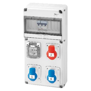 Q-DIN 10 DBO - 3 PRESE IEC 309 - 1 PRESA CIVILE IT/DE - IP44 product photo Photo 01 3XL