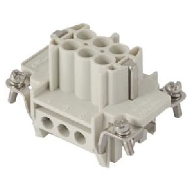 INSERTO FEMMINA - 44X27 - 6P+T 16A 500V/6kV/3 - CONNESSIONE A VITE - CON PIASTRINA - GRIGIO product photo Photo 01 3XL