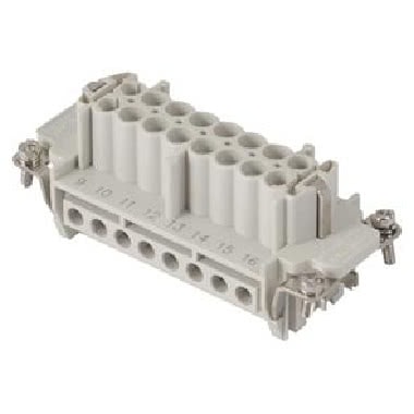 INSERTO FEMMINA - 77X27 - 16P+T 16A 500V/6kV/3 - CONNESSIONE A VITE - CON PIASTRINA - GRIGIO product photo Photo 01 3XL