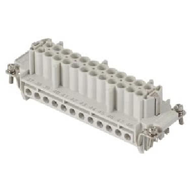 INSERTO FEMMINA - 104x27 - 24P+T 16A 500V/6kV/3 - CONNESSIONE A VITE - CON PIASTRINA - GRIGIO product photo Photo 01 3XL