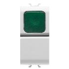PULSANTE UNIPOLARE 250V ac - NA 16A - DIFFUSORE VERDE - 1 MODULO - BIANCO LUCIDO - CHORUSMART product photo